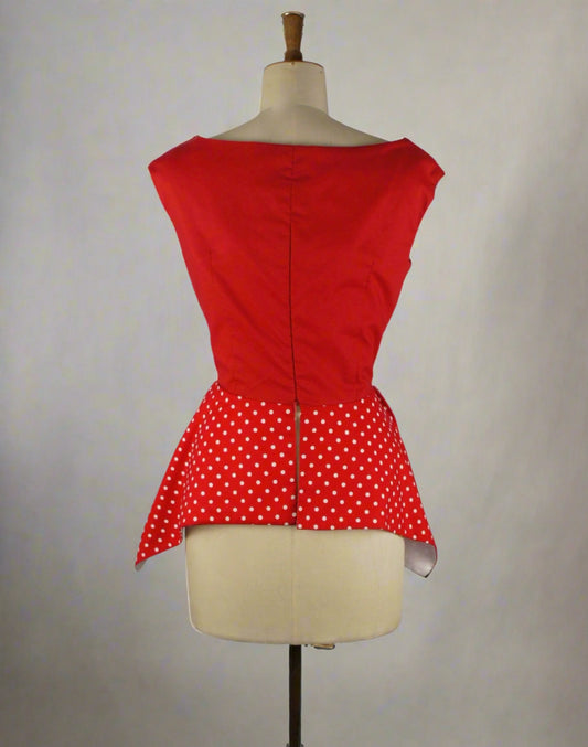 Peplum Top in Red Cotton