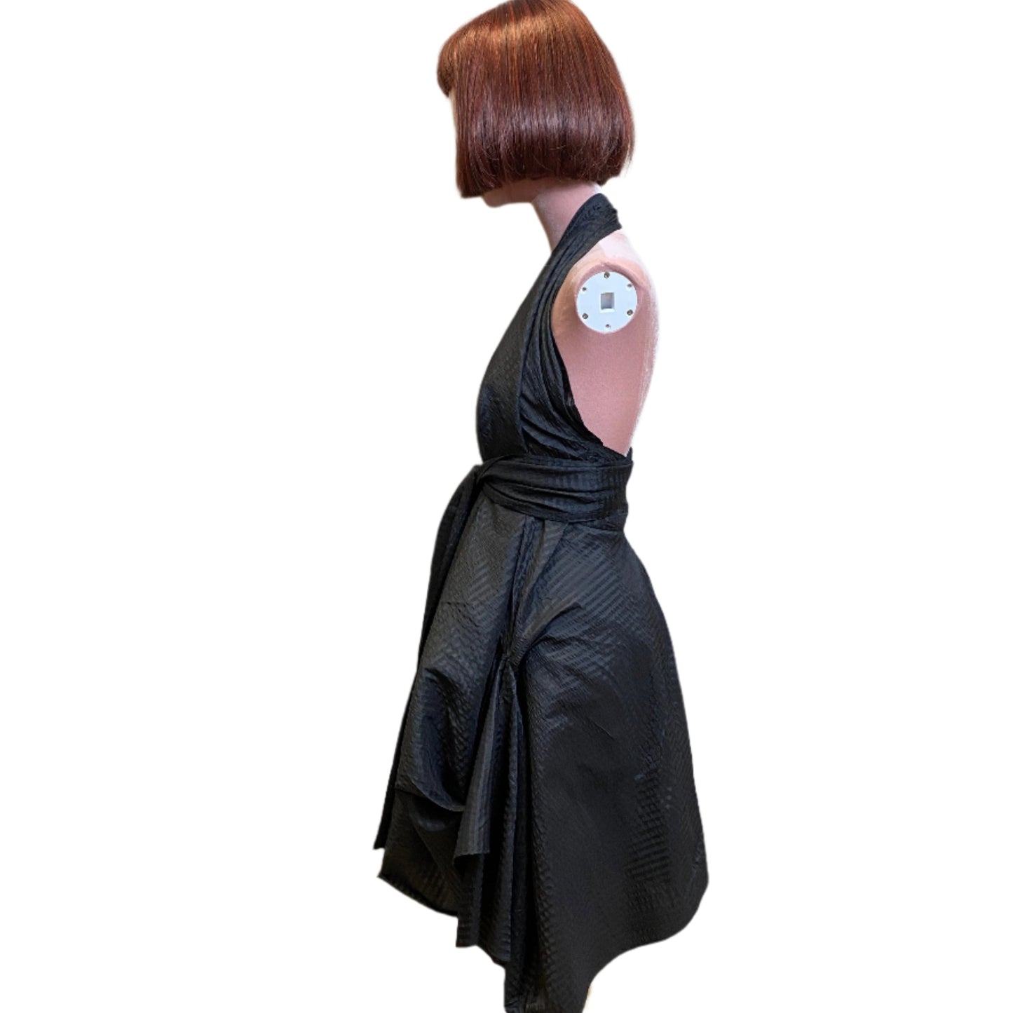 Black silk goddess dress with a timeless, graceful silhouette.