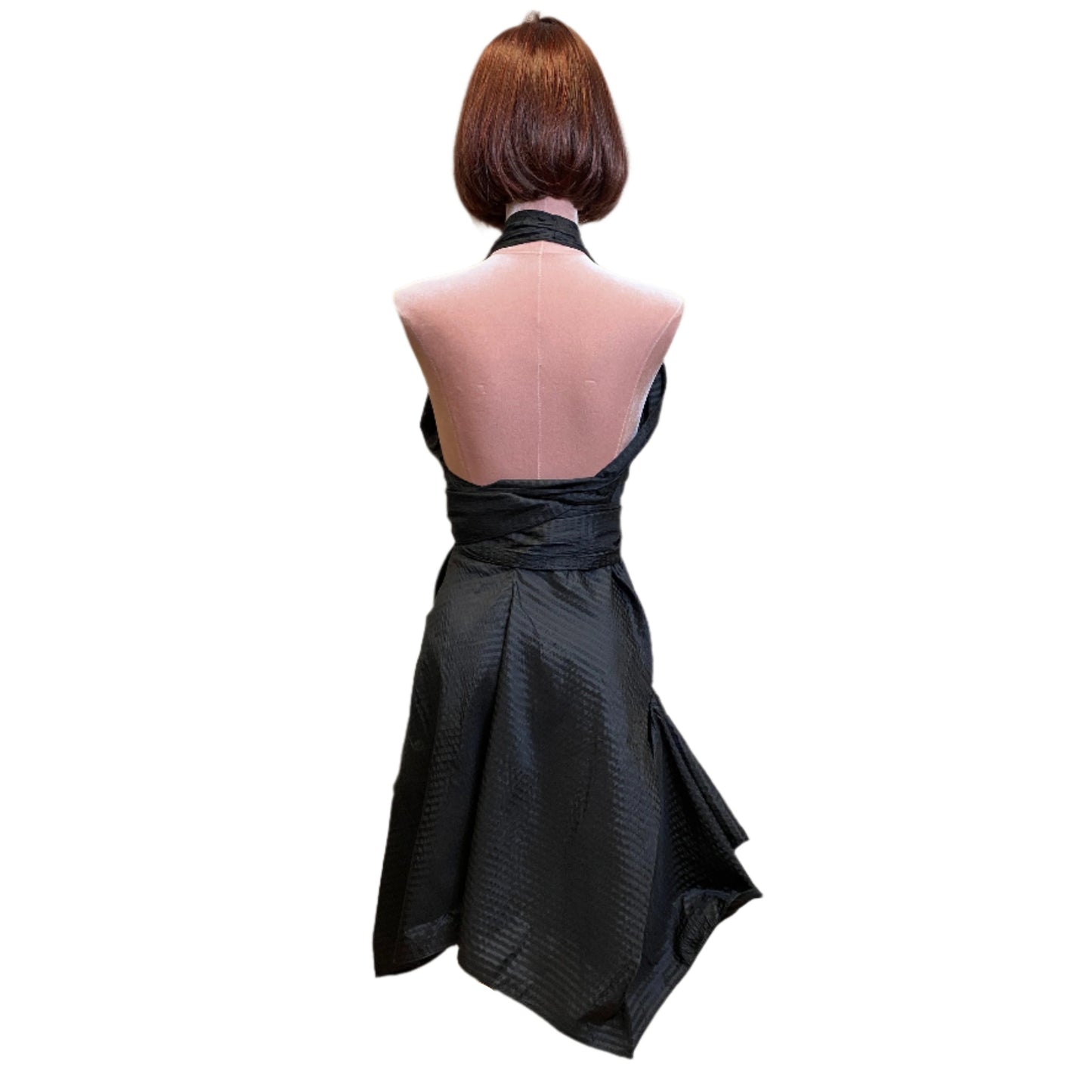 Black silk goddess dress with a timeless, graceful silhouette.