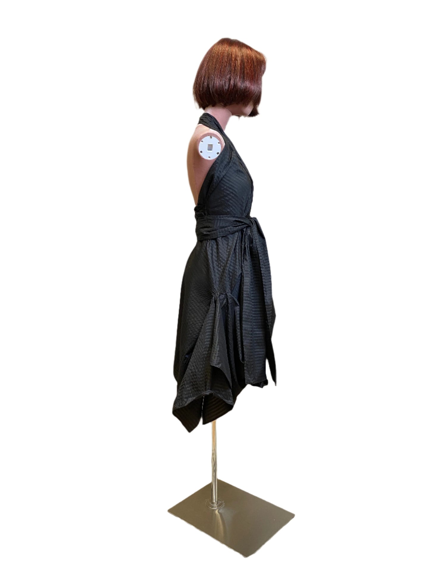 Black silk goddess dress with a timeless, graceful silhouette.