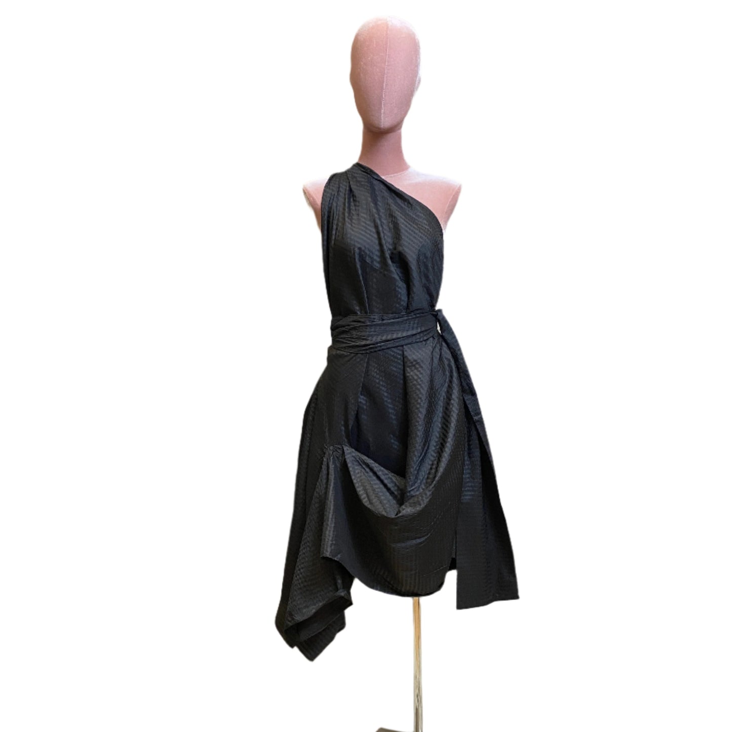 Black silk goddess dress with a timeless, graceful silhouette.