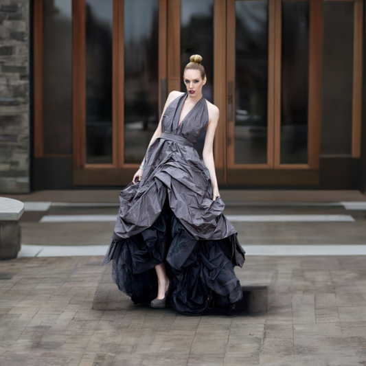 Silk red Carpet dress in Silk Taffeta. Ball-gown Dress