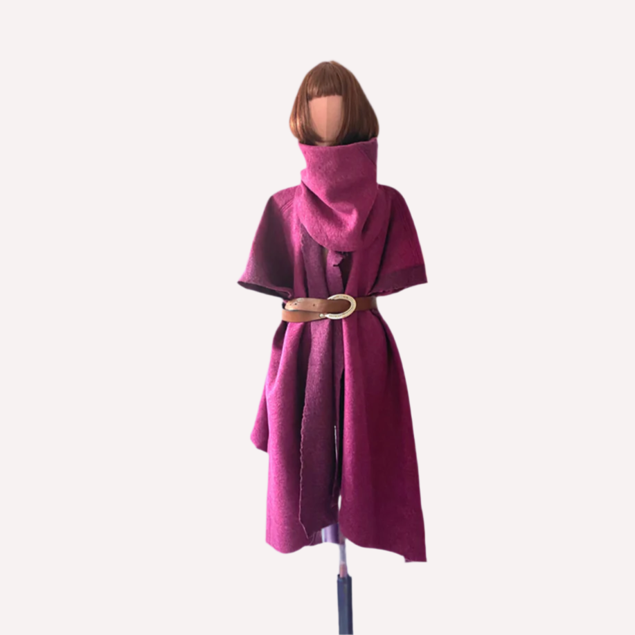“Woolen Splendor: Embrace Asymmetry with this woollen coat made in wool