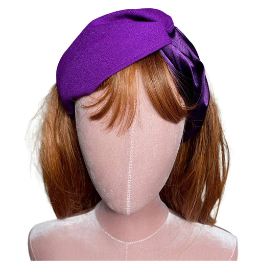 Purple hair Band in Silk satin and wool crape
