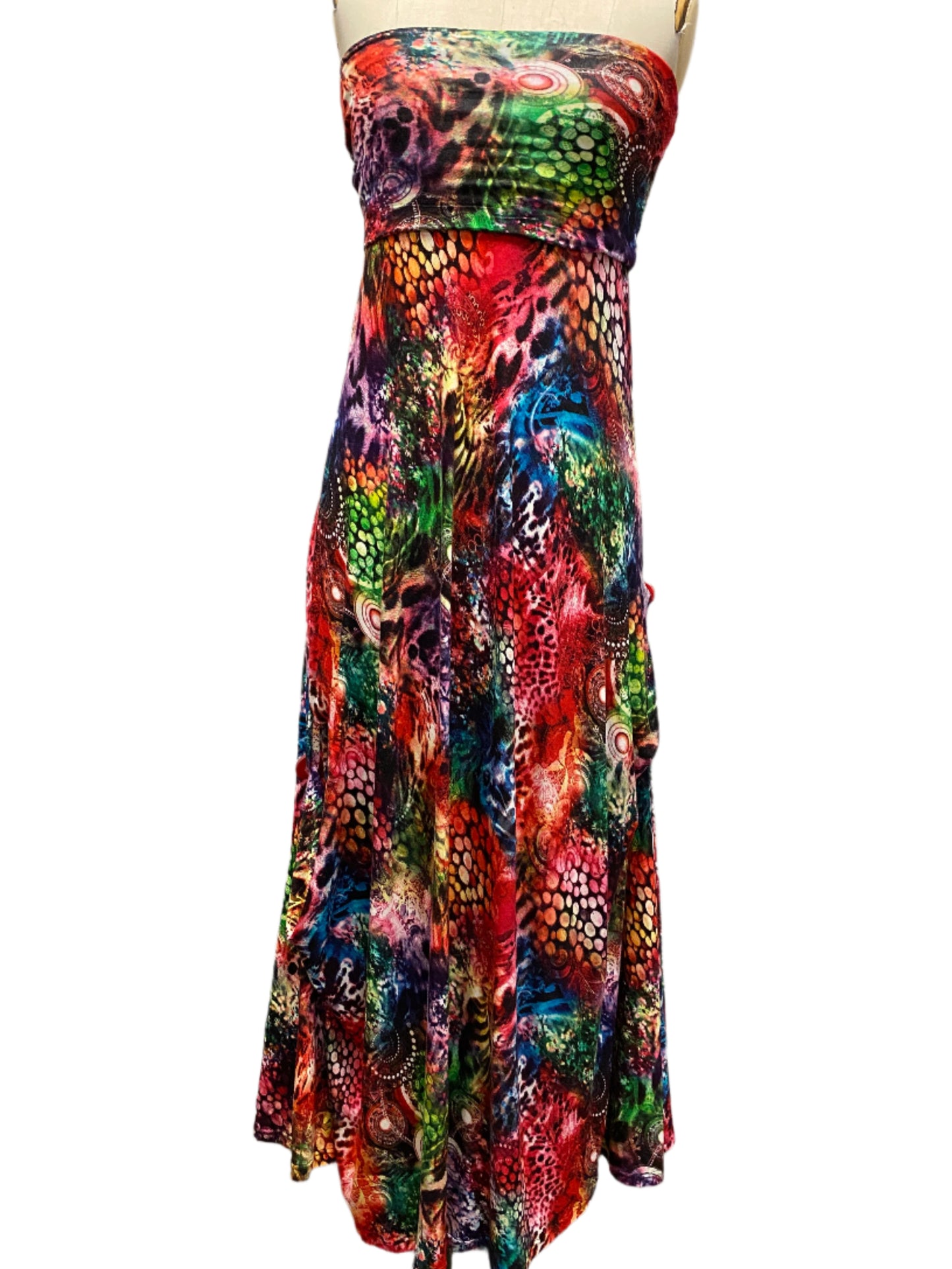 Multi colour Strapless Dress or Long Skirt in Viscose Jersey