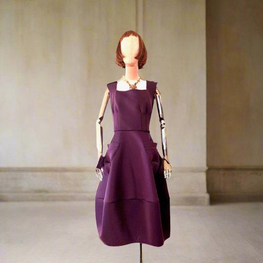Purple Pinafore Dress in Scuba fabric. Day,Work Dress