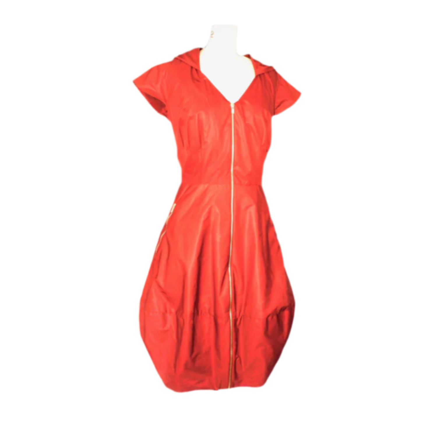 Terracotta Orange Rain Waterproof Dress with Hood