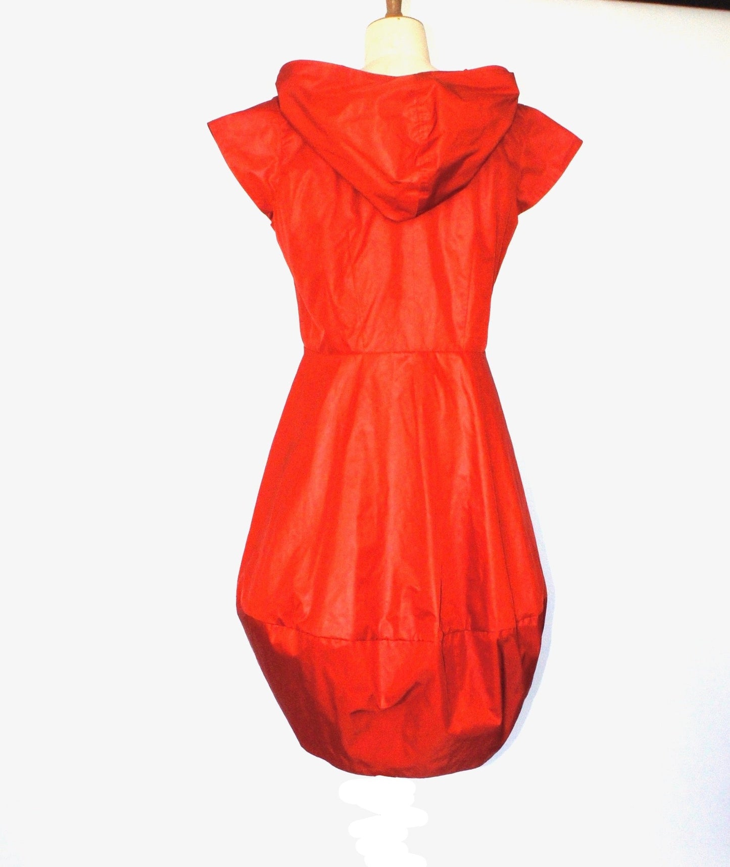 Terracotta Orange Rain Waterproof Dress with Hood