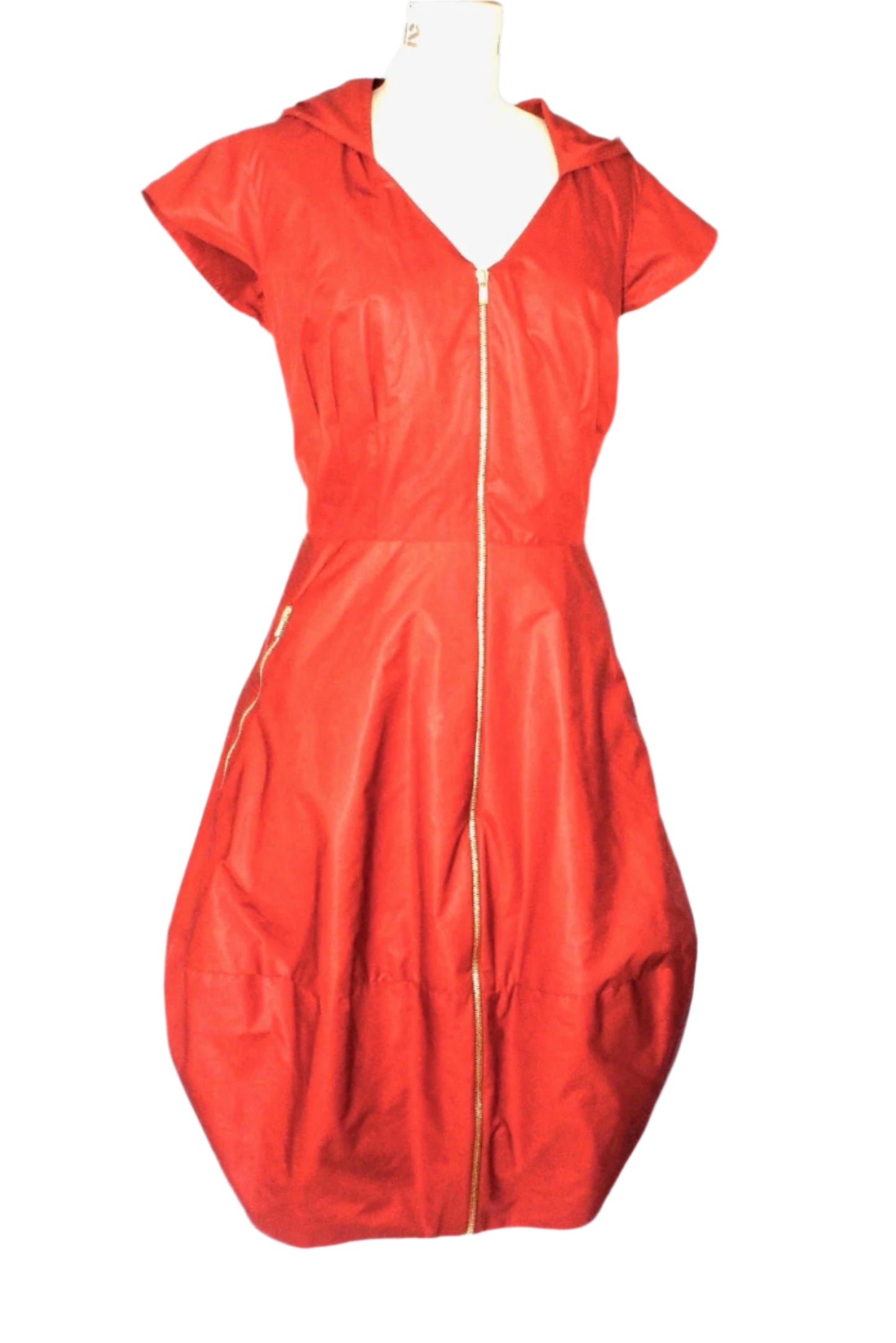 Terracotta Orange Rain Waterproof Dress with Hood
