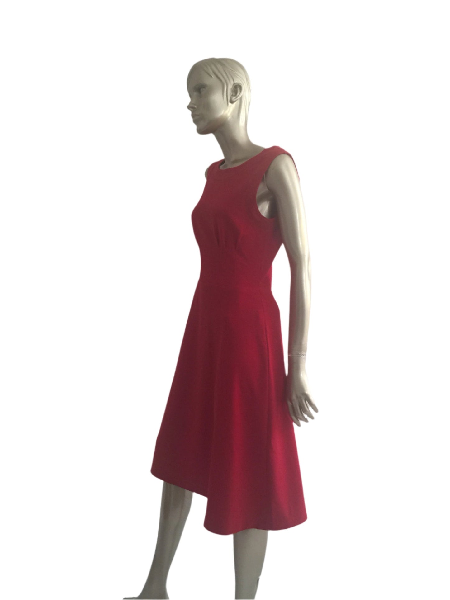 Red Cocktail Dress in Crape, Sleeveless Day, Work Dress