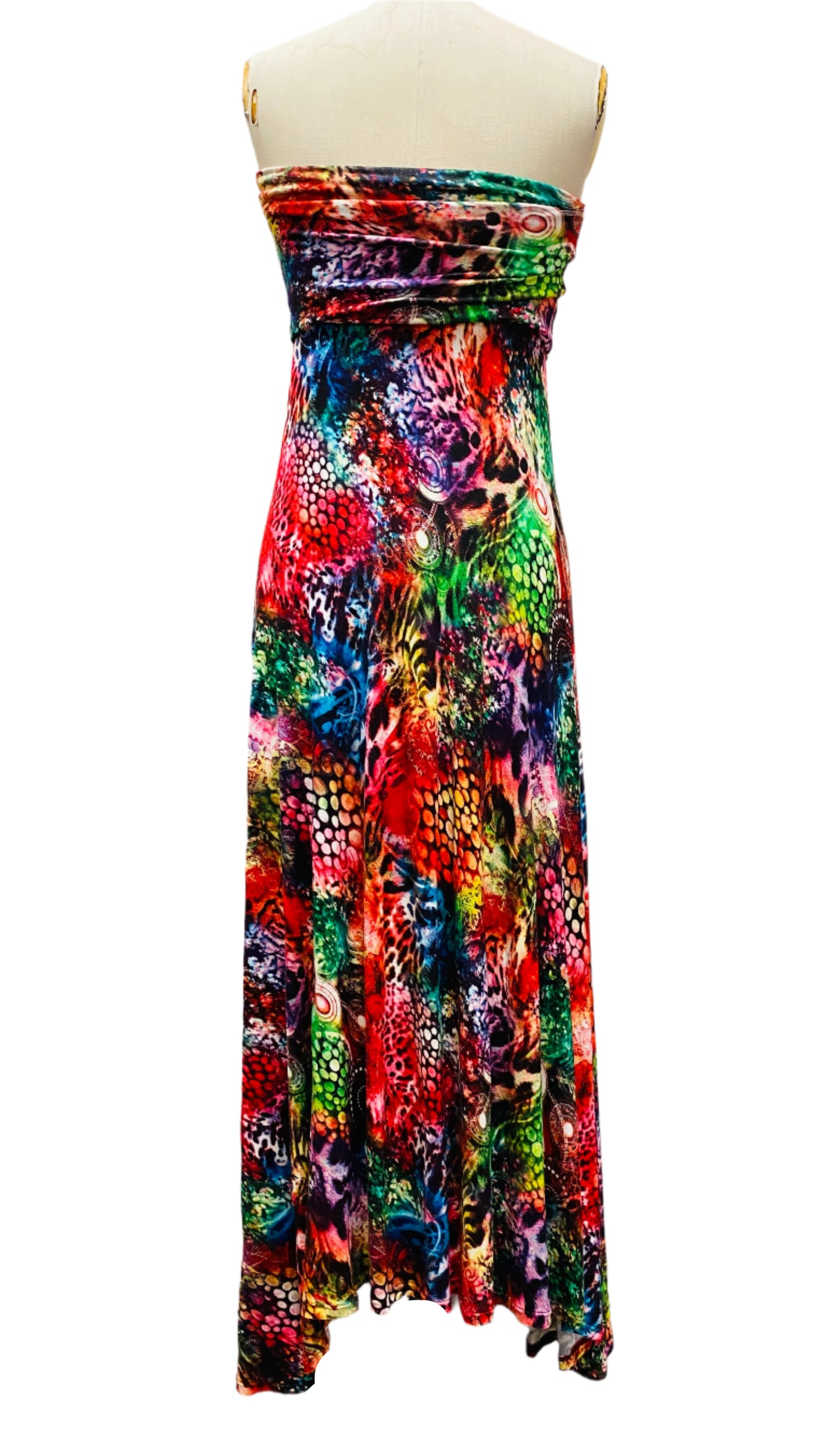 Strapless Dress,Multi Colour Viscose Jersey Dress