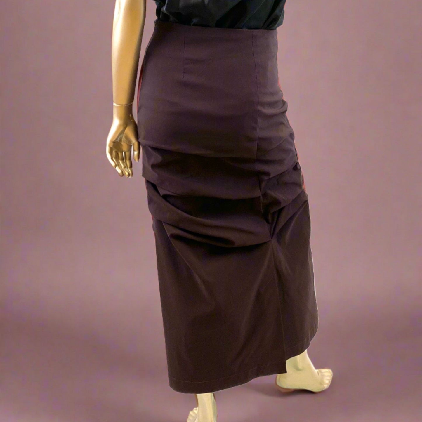 Pencil Rouged Skirt in Brown Stretch Mix Fibres Sale Item
