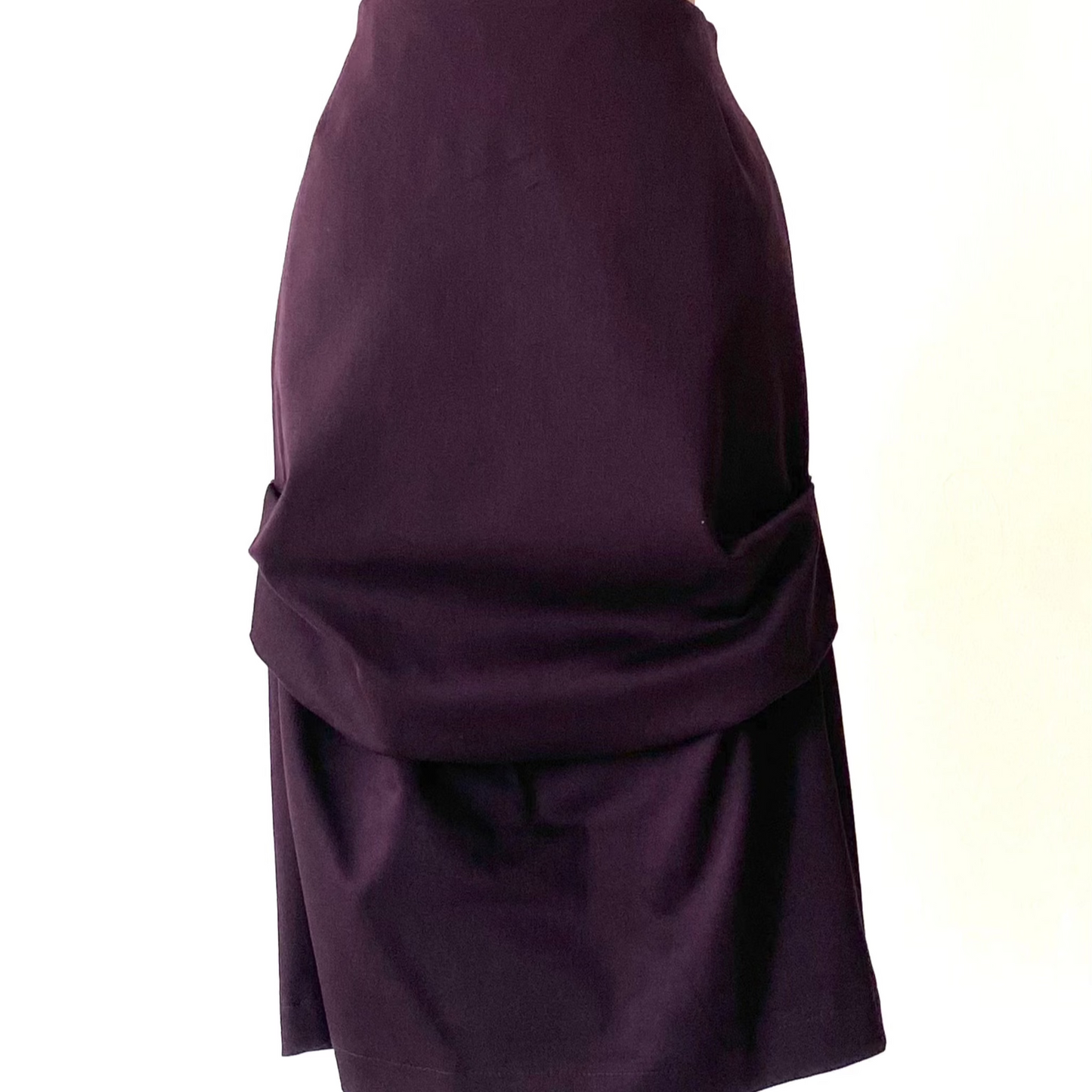 Pencil Rouged Skirt With Pockets,Aubergine