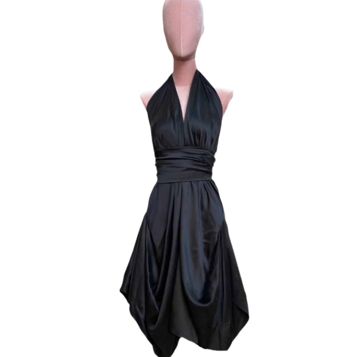 Black Slk Goddess Dress One Size Goddess Party Hallterneck Dress 