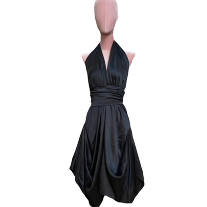Black Slk Goddess Dress One Size Goddess Party Hallterneck Dress 