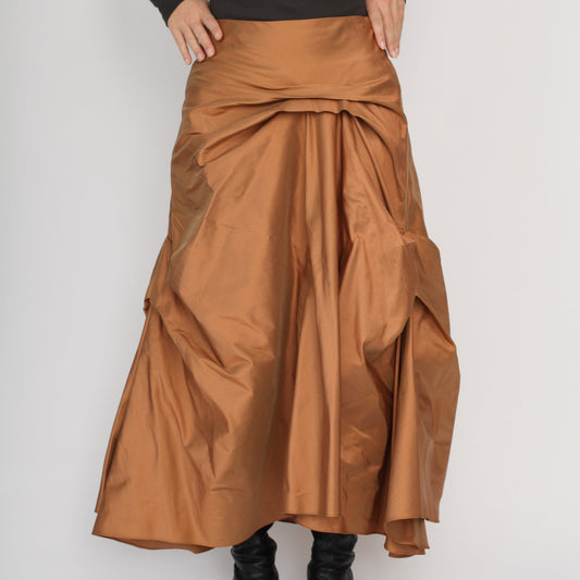Silk taffeta Flamenco Style skirt in Copper Colour 