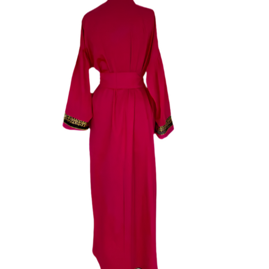 Dressing gown in Raspberry Colour satin cotton fabric