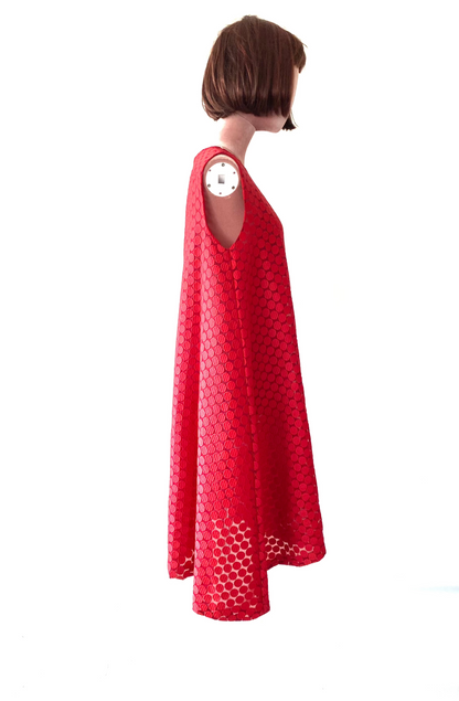 Red lace cocktail party Dress.Sleeveless dress.Doll style Dress.