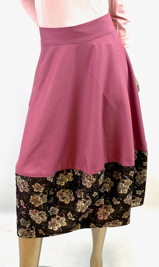 Bubble style/Tulip skirt made with wool /cshmire blend & brocade panel