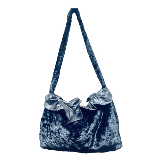 Fabric Sholder bag.Black fur Bag.