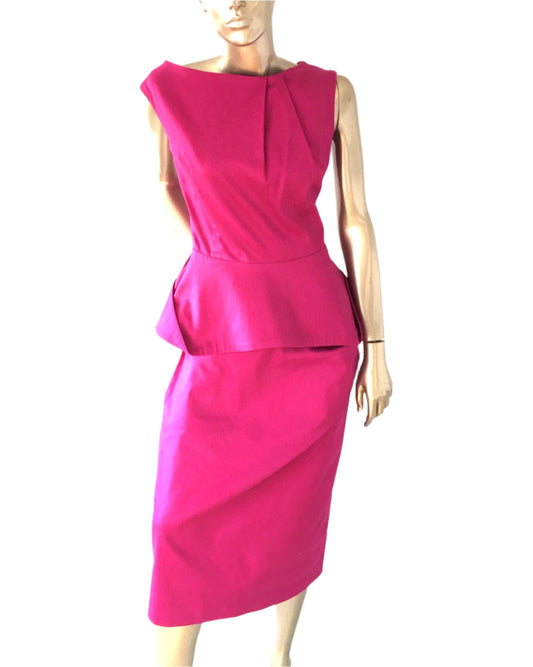 Pencil style skirt with pleats & Peplum style top in hot pink colour.