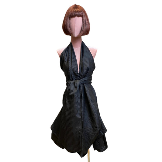  Black silk goddess dress with a timeless, graceful silhouette.