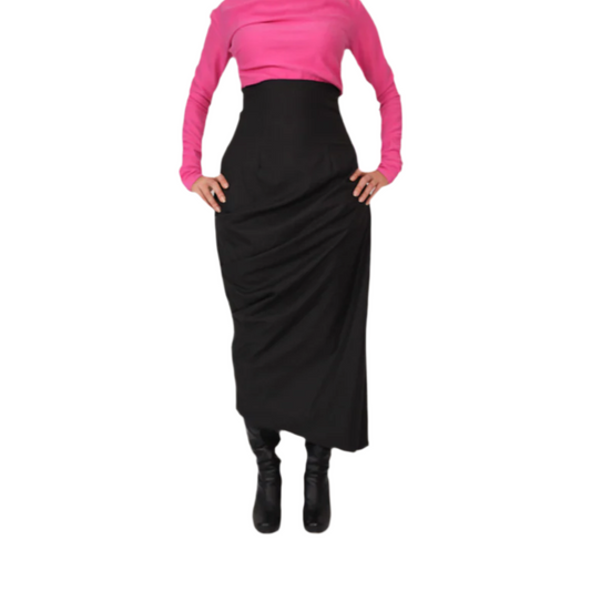 Asymmetric  style suiting  wool skirt in dark gray , High waist skirt ,