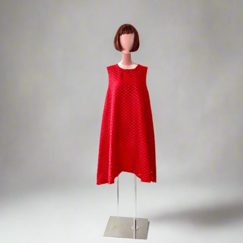 Red lace cocktail party Dress.Sleeveless dress.Doll style Dress.