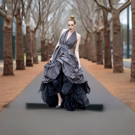 Silk red Carpet dress in Silk Taffeta. Ball-gown  Dress