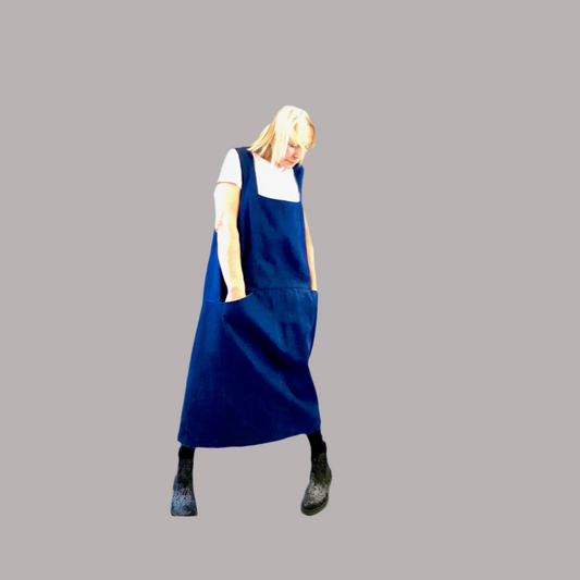 Denim Pinafore Dress,Day work Dress,Dress with pockets