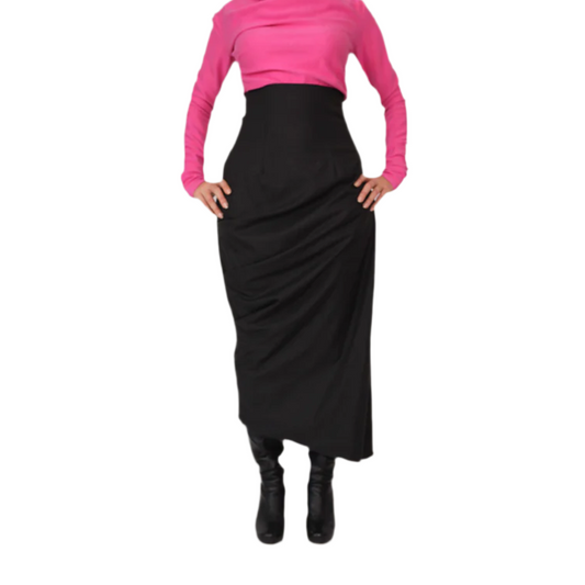 Asymmetric  style suiting  wool skirt in dark gray , High waist skirt ,