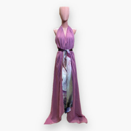 Lilac Holiday Silk Dress,Grecian style 