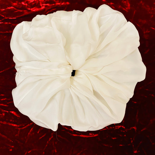 Hair Accessories,Ponytail Holder,White Silk Scrunchie 