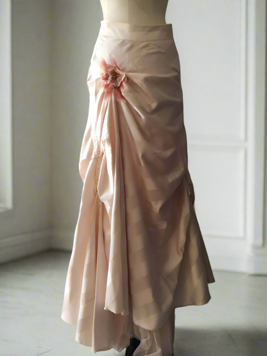 Dusky Pink Stripe Silk Skirt, Flamenco Style , Wedding Skirt