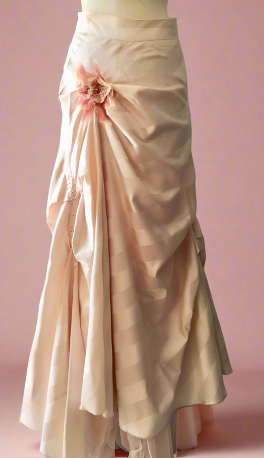 Dusky Pink Stripe Silk Skirt, Flamenco Style , Wedding Skirt