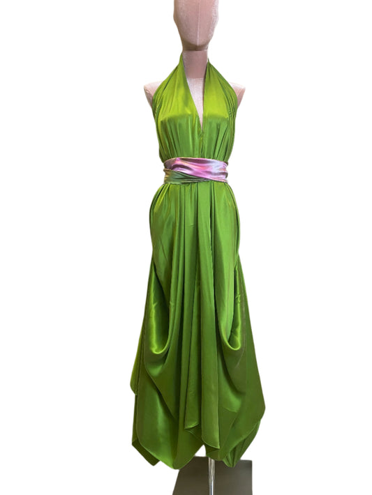 Emerald Green,Silk Dress,Goddess Style 
