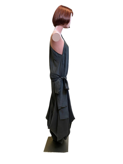 Black silk goddess dress with a timeless, graceful silhouette.Long party dress in Sand-wash Silk  