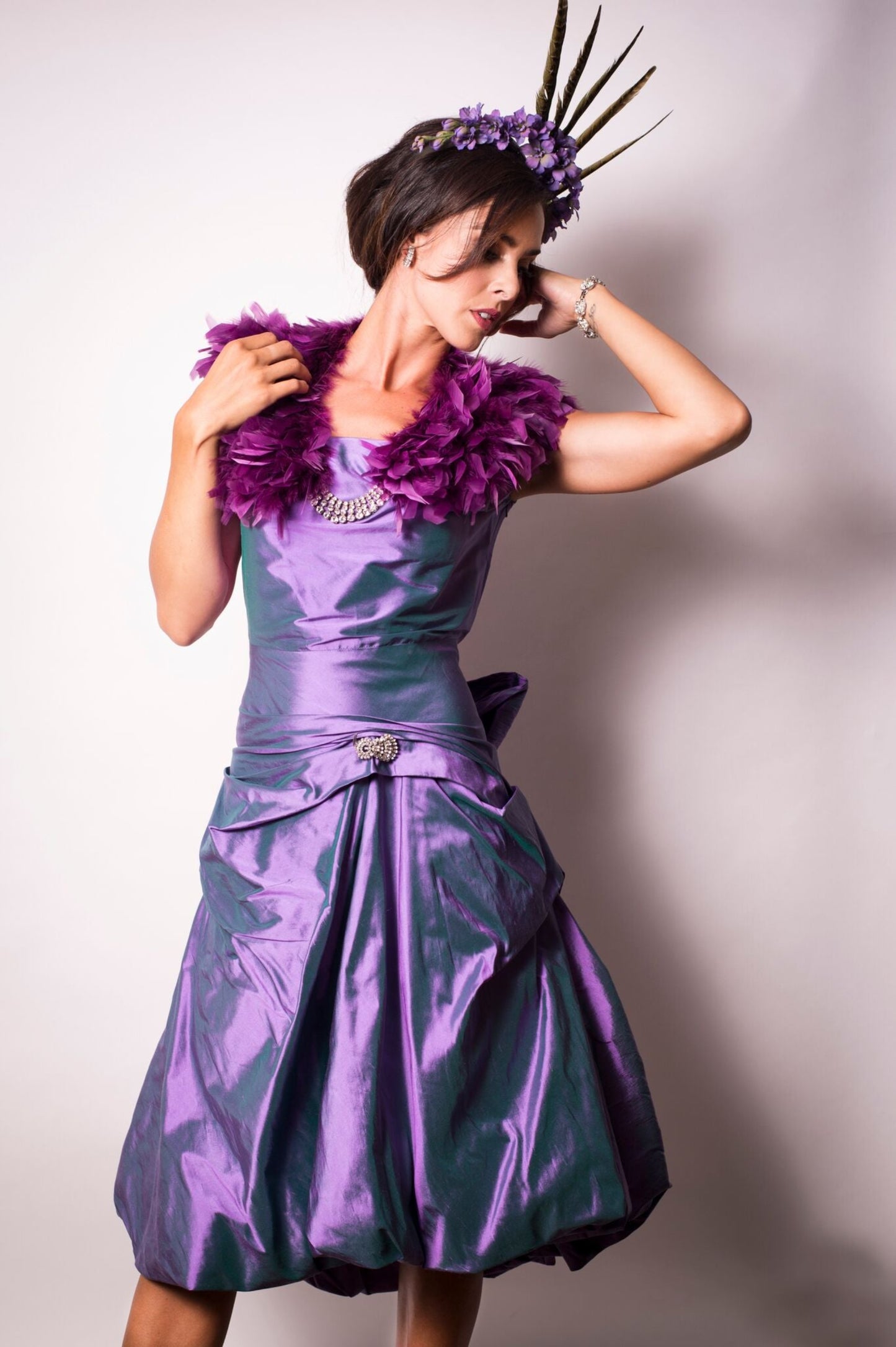 Purple Silk Dress, Made To Order Dress , Elizabeth Style  Dress 