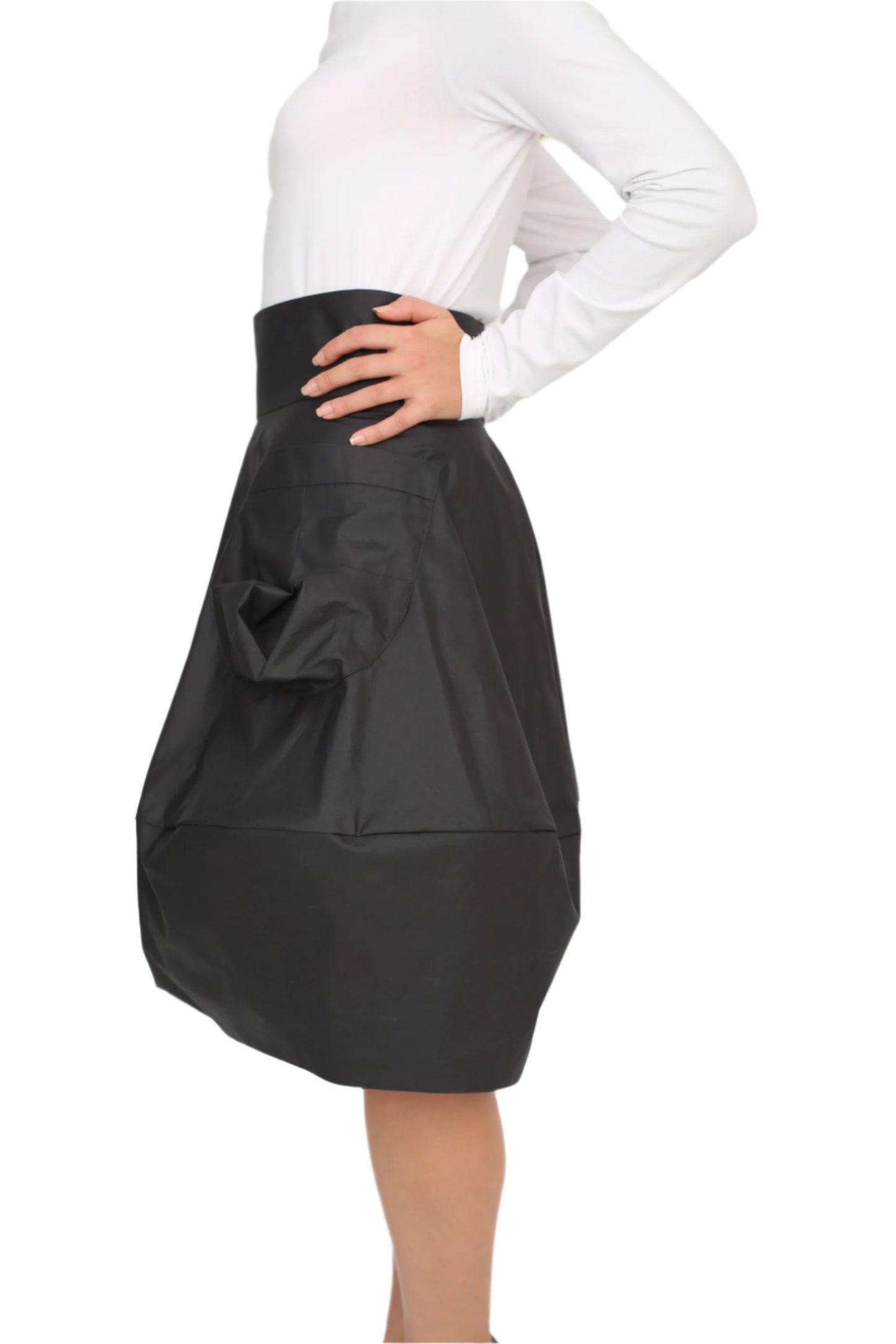 Black Rainproof Skirt, Oversized  Pockets 
