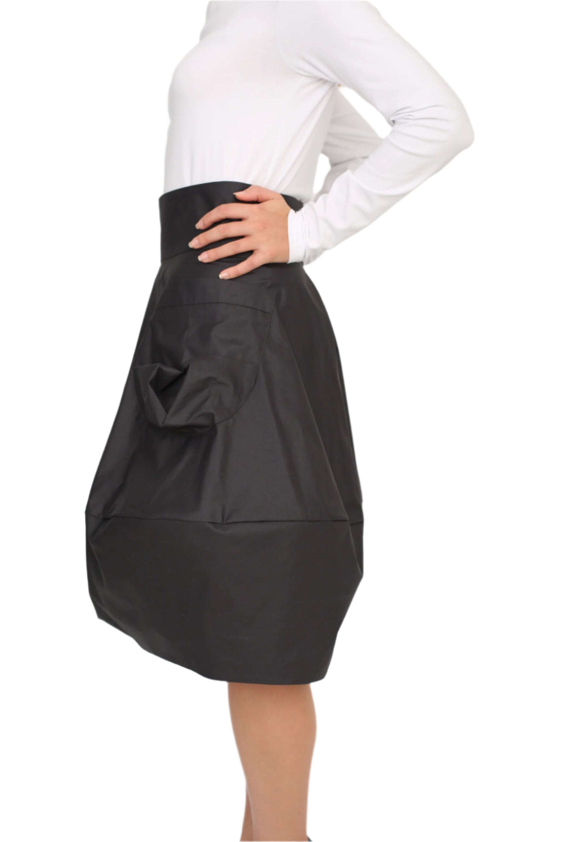 Black Rainproof Skirt, Oversized  Pockets 