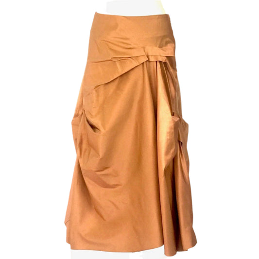 Silk taffeta Flamenco Style skirt in Copper Colour 