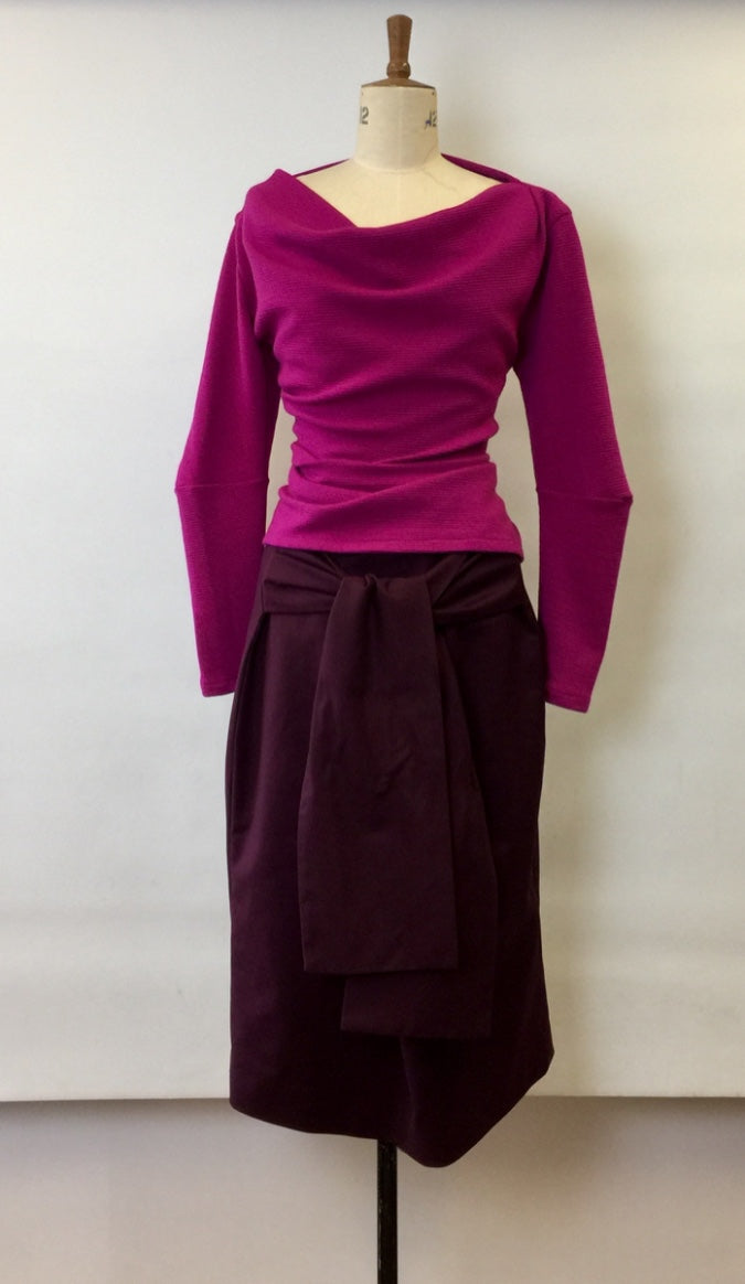 Aubergine cotton tulip Style work skirts